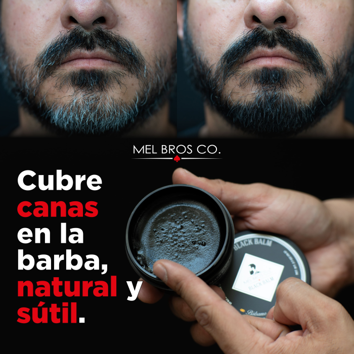 Bálsamo Negro para Barba 2.7oz | Cubre canas + Pigmento Mineral 100% Natural + Estiliza & Moldea