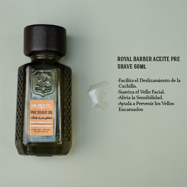 Aceite Pre Afeitado Royal Barber 60ml | Cítricos + Elimina Irritación del Afeitado