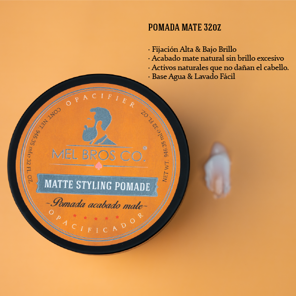 Pomada Mate 32oz | Acabado Satinado + Extra Fijación