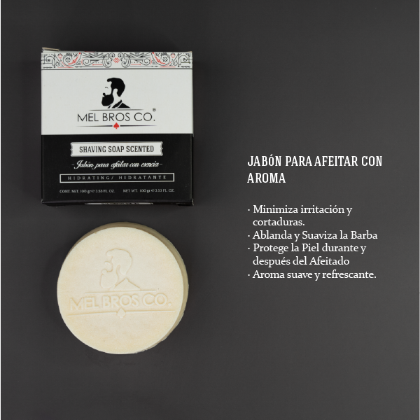 Jabón para Afeitar con Aroma 3.53oz | Hidratante + Afeitado Suave