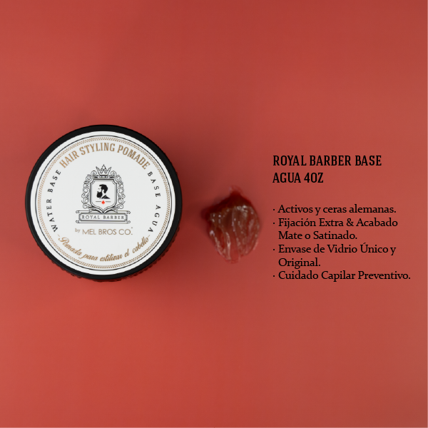 Pomada Base Agua Royal Barber 4oz | Aceite de Cedro + Formula Alemana + Activos y Ceras Naturales