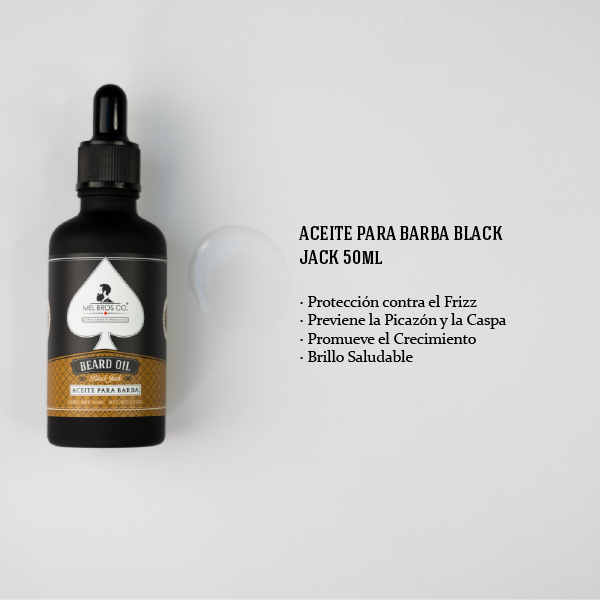 Aceite para Barba Black Jack 50ml | Bergamota + Jojoba + Suaviza