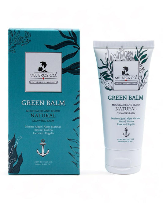 Green Balm Crecimiento de Barba y Bigote 2oz|60ml Alga Marinas + Biotina + Regaliz + Queratina