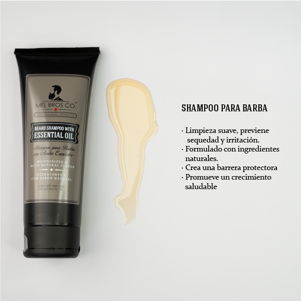 Shampoo de Barba 8oz | Aceites Esenciales + Reduce picazón y resequedad